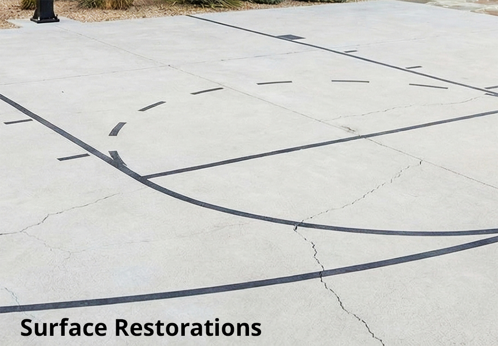 Court Builders of the Rockies Residential Basketball Court with cracked surface